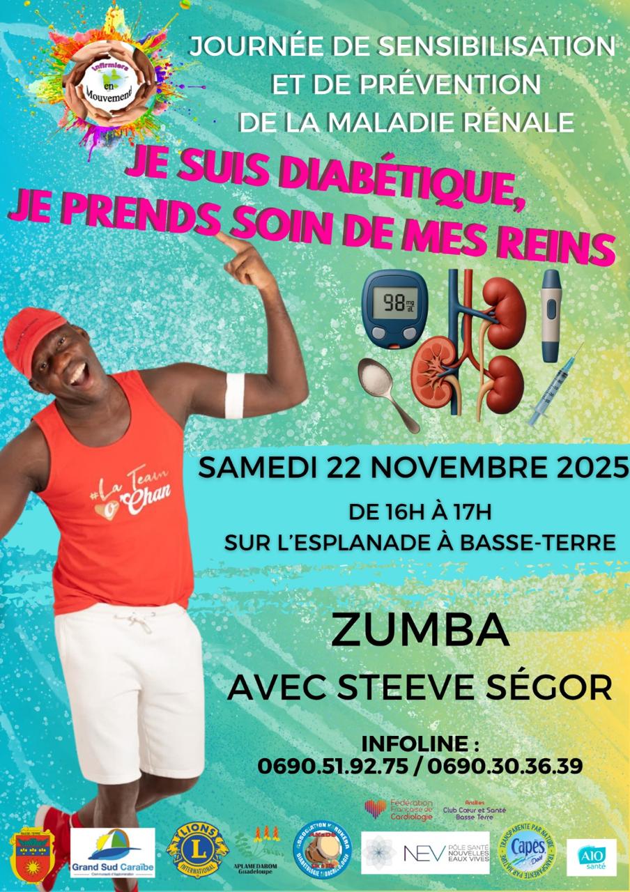 Journée de sensibilisation et de prévention de la maladie rénale sur l’esplanade de Basse-Terre le Samedi 22 Novembre de 2025 de 10h à 17h